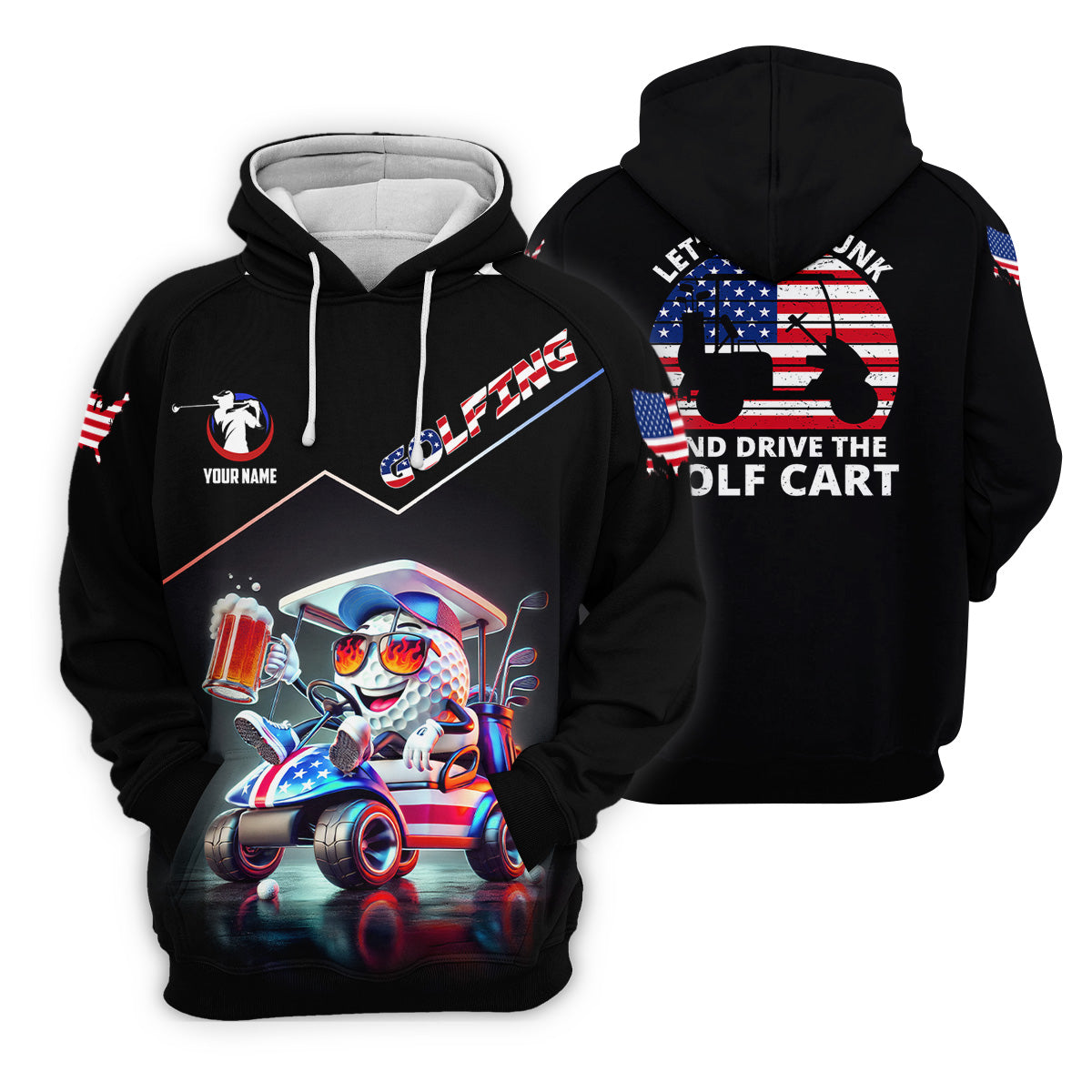 Let's Get Drunk Custom Men's Golf Polo Shirt, Funny Golf Shirt, Dad Golf Gift