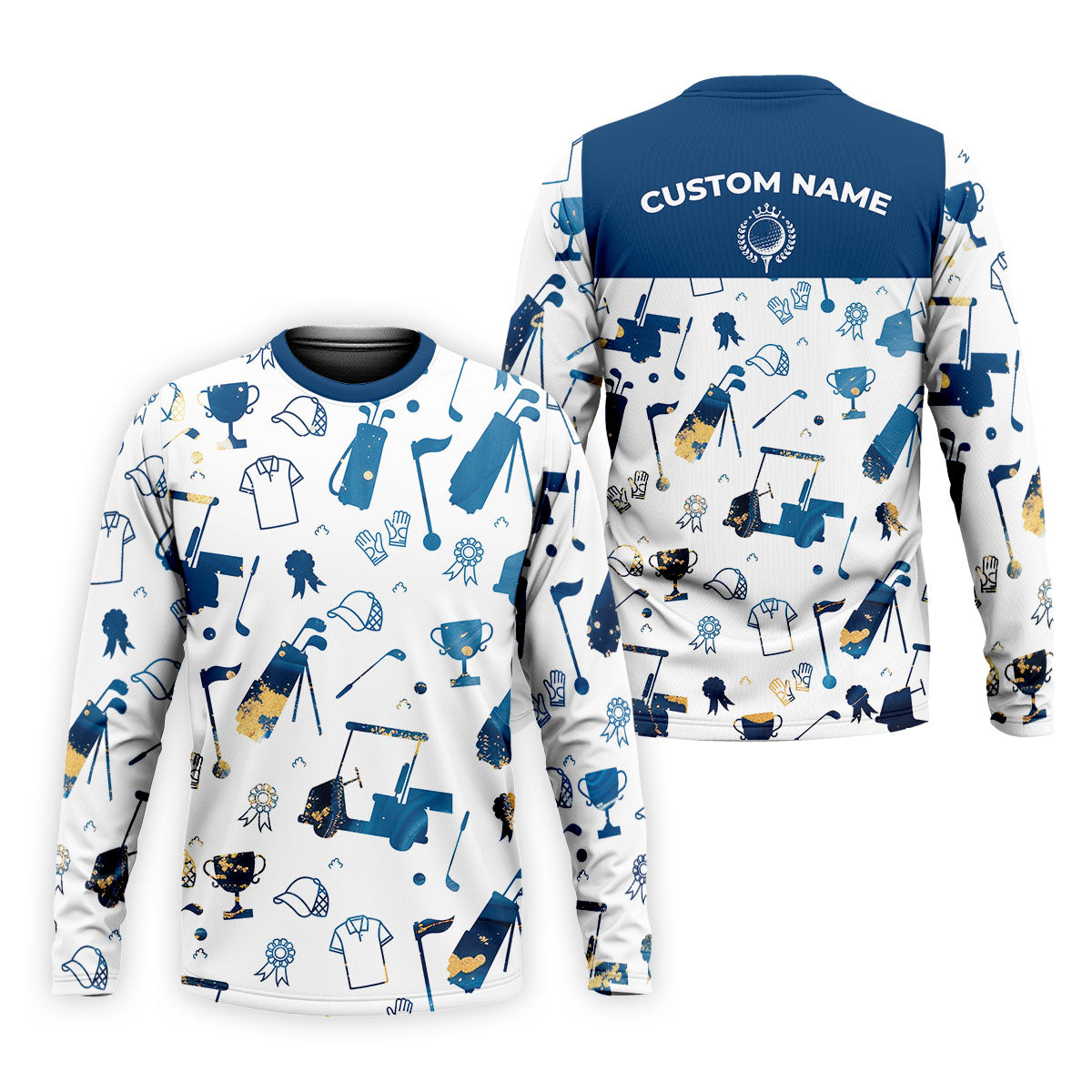 Personalized Golf Pattern Shirt, Men Golf Polo, Matching Golf Shirts, Men's Long Seeve Golf Shirts