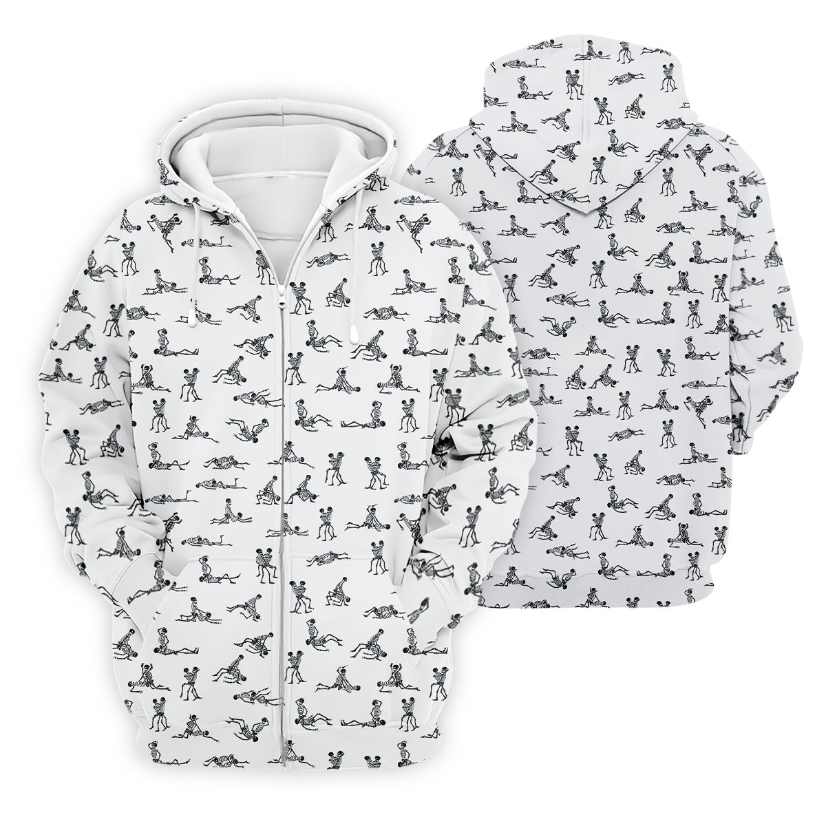 White Funny Skeleton Sex Position Golf Shirt, Halloween Gift Idea, Fun Golf Shirts For Men, Polo For Men