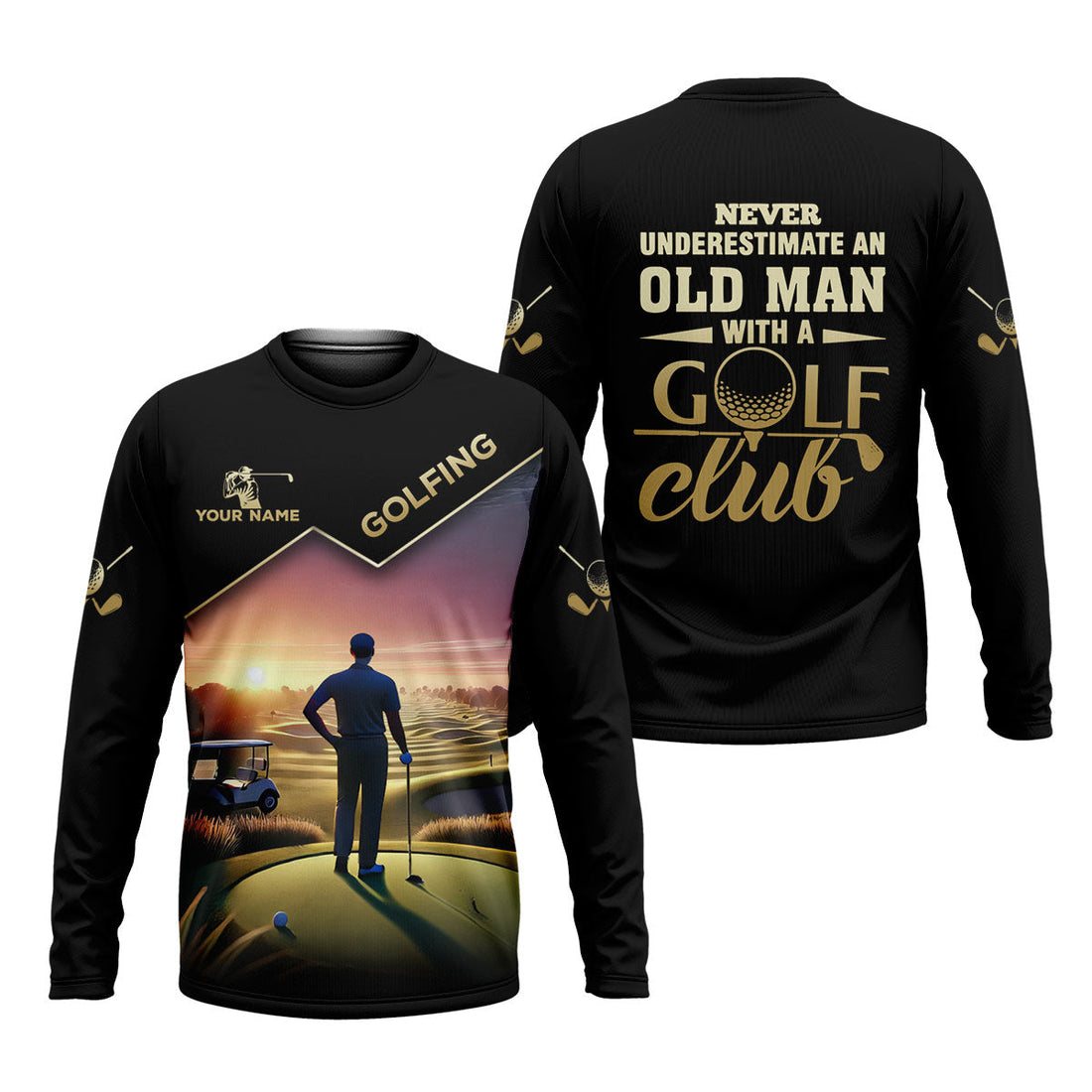 Never Underestimate An Old Man Personalized Men's Golf Polo Shirt, Christmas Golf Gift
