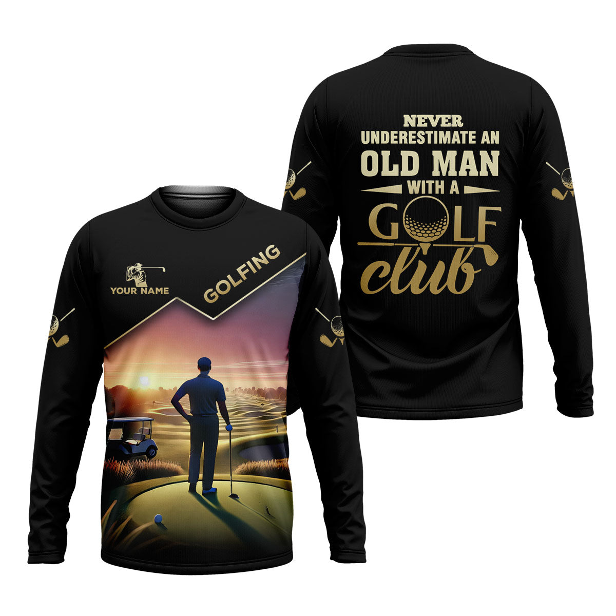 Never Underestimate An Old Man Personalized Men's Golf Polo Shirt, Christmas Golf Gift