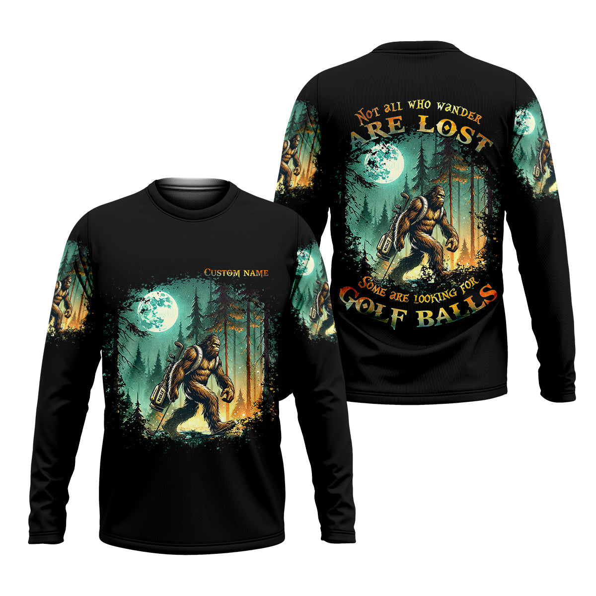 Not All Who Wander Are Lost Custom Bigfoot Men's Golf Polo Shirt, Funny Golf Shirt, Dad Golf Gift