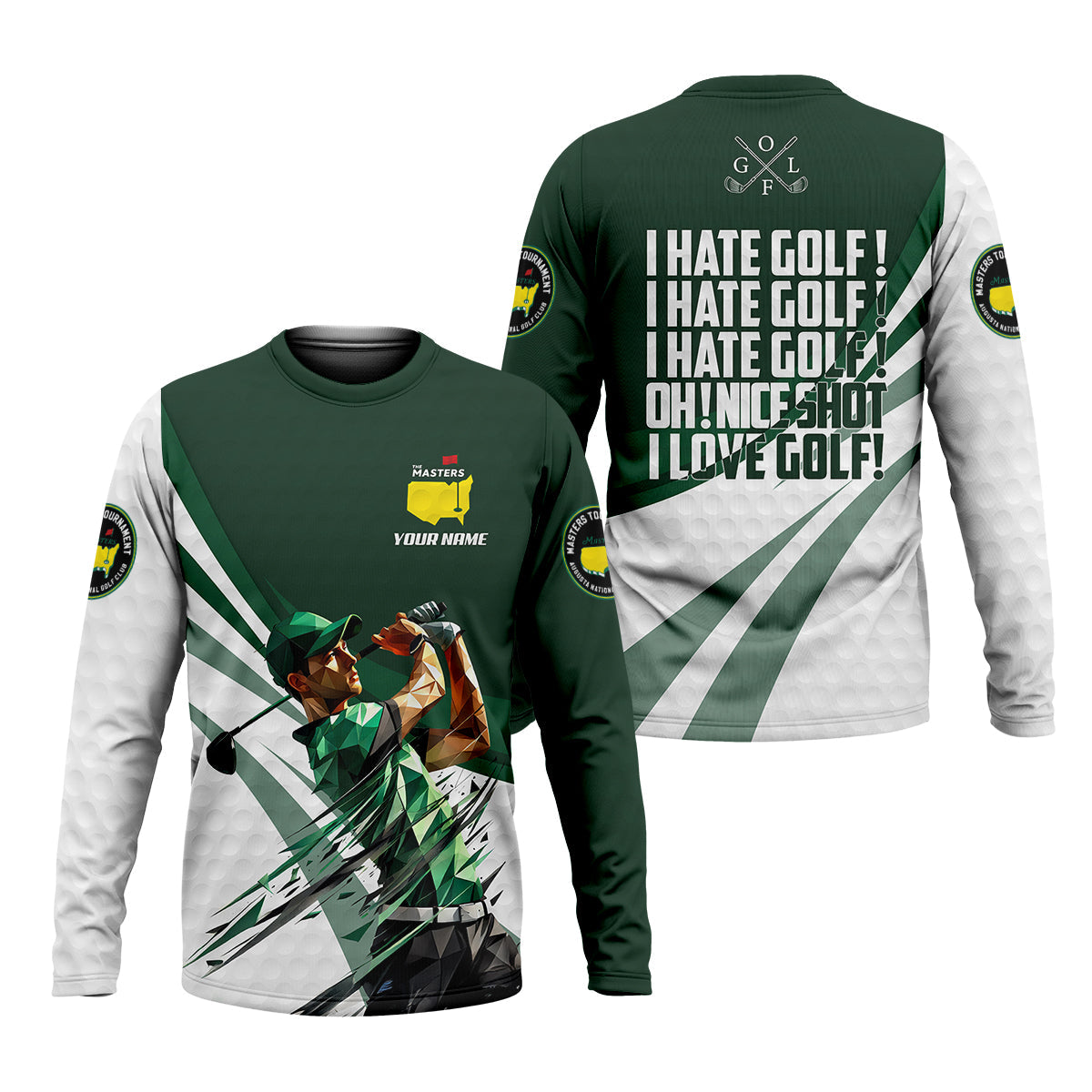 I Hate Golf Augusta Masters Tournament Custom Men's Golf Polo Shirt, Funny Gift For Golfer