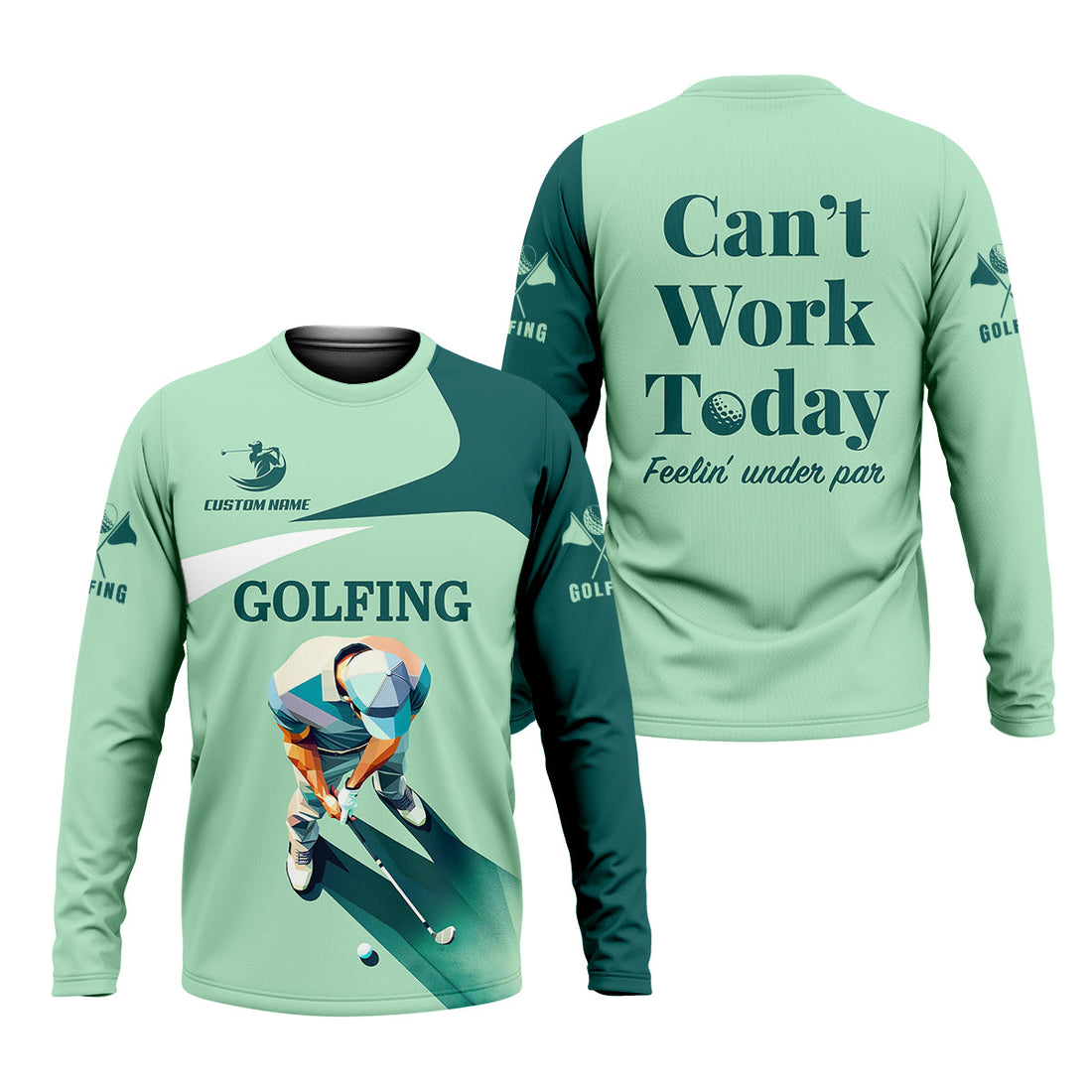 Can't Work Today Feelin Under Par Custom Men's Golf Polo Shirt, Funny Golf Shirt, Gift For Golfers