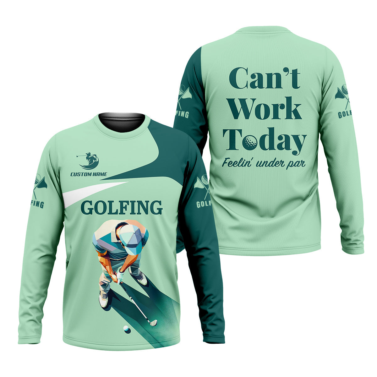 Can't Work Today Feelin Under Par Custom Men's Golf Polo Shirt, Funny Golf Shirt, Gift For Golfers