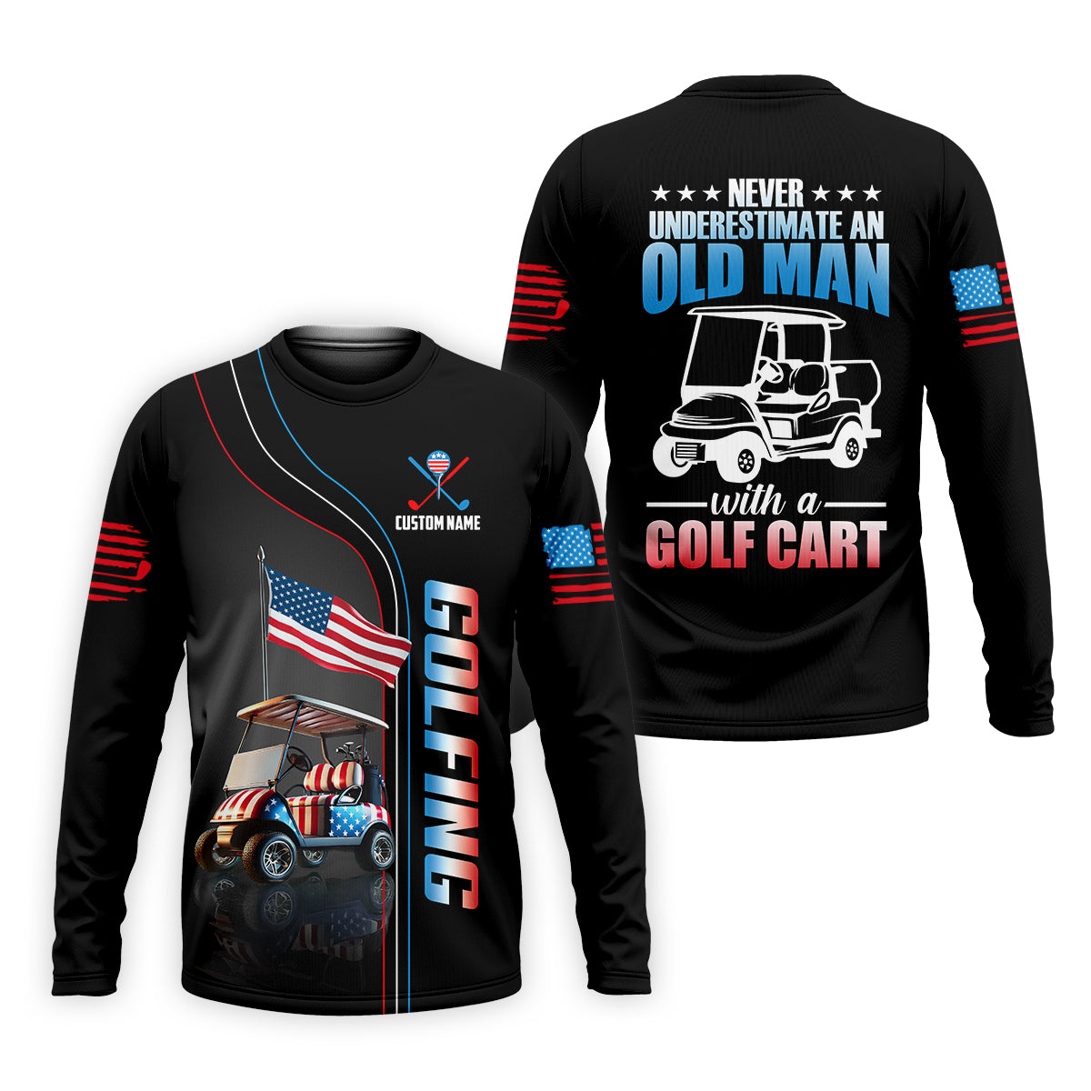 Never Underestimate An Old Man Custom Men's Golf Polo Shirt, Funny Golf Shirt, Dad Golf Gift