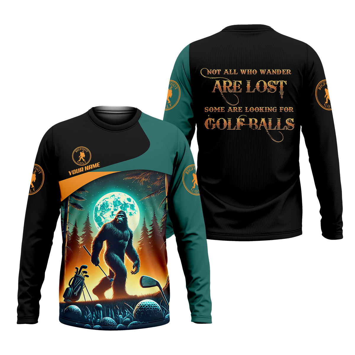 Not All Who Wander Are Lost Bigfoot Custom Men's Golf Polo Shirt, Hilarious Golf Shirt, Funny Golf Gift