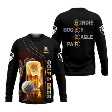 Golf And Beer Custom Long Sleeve Golf T Shirt, Funny Golf Shirt, Gift For Golfers