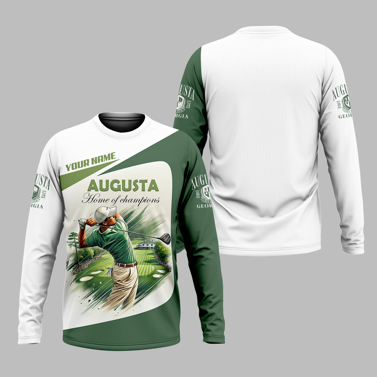 Custom Augusta Golfer Home Of Champions Men's Golf Polo Shirt, Mens Golf Gift, Mens Golf Shirt