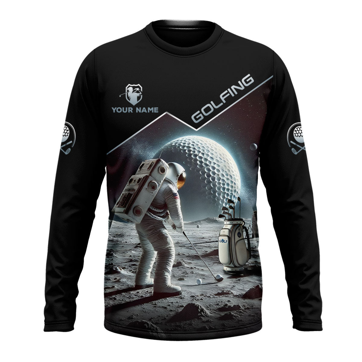 Outer Space Personalized Funny Men's Golf Polo Shirt, Christmas Golf Gift