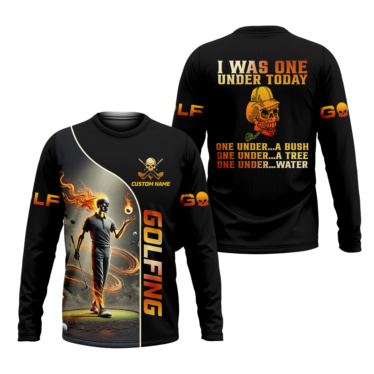 I Was One Under Today Custom Men's Golf Polo Shirt, Funny Skull Golf Shirt, Dad Golf Gift