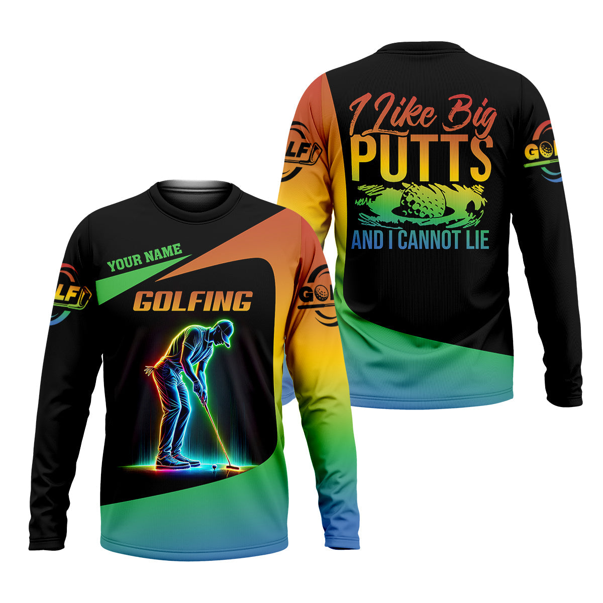 I Like Big Putts And I Can Not Lie Neon Golf Polo Shirt, Golfing Apparel, Mens Golf Gift, Funny Golf Polos