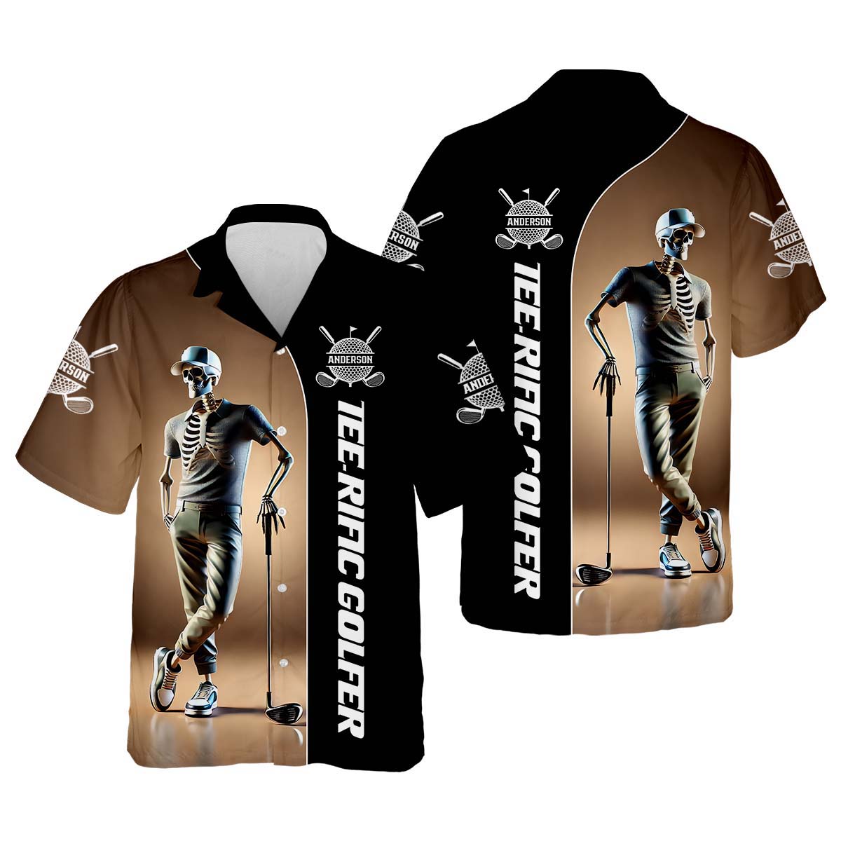 Teerific Skeleton Golfer Custom Golf Shirt, Personalized Golf Shirt, Unique Gift For Golfer