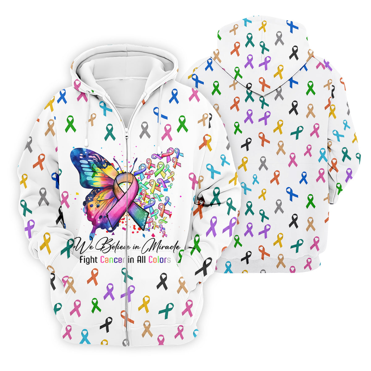 Fight Cancer In All Color Men's Polo Shirt, Cancer Awareness Shirt, Cancer Fighter Shirt, Golf Gift For Men