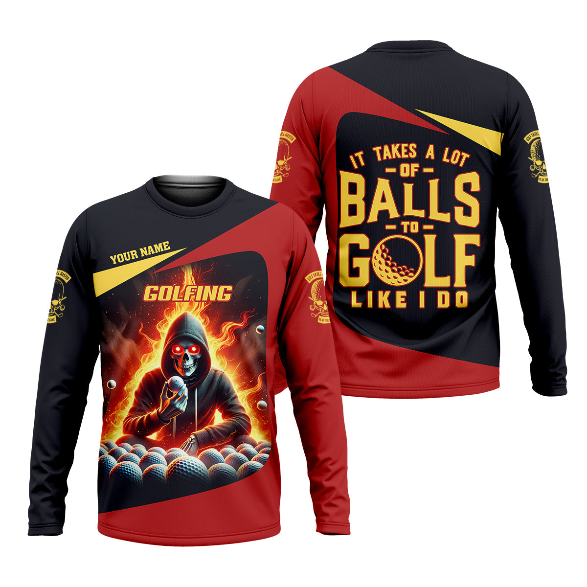 It Takes A Lot of Balls to Golf Like I Do Custom Skull Funny Golf Polo Shirt, Dad Golf Gifts
