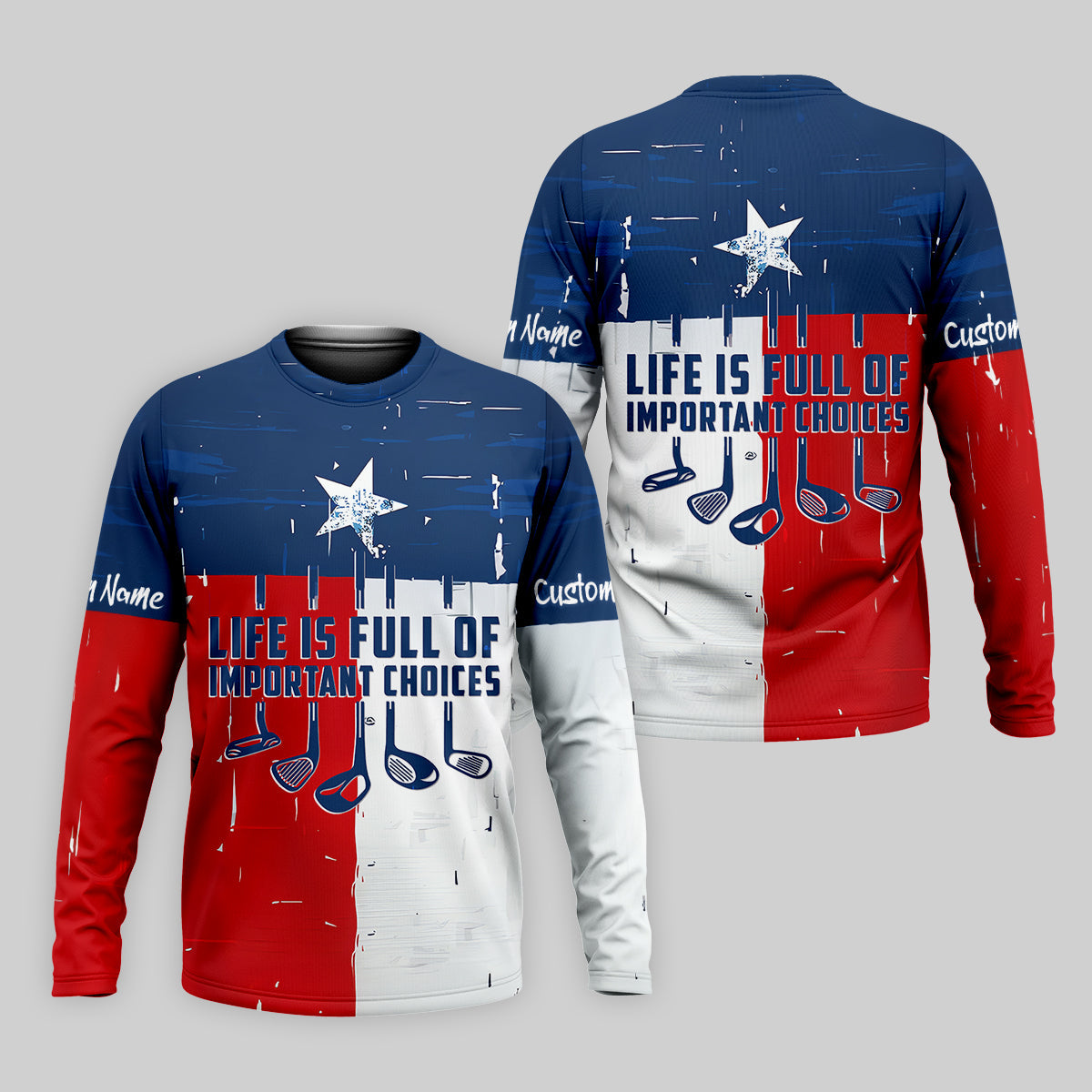 Life Is Full Of Important Choices Texas Custom Men's Golf Polo Shirt, Funny Golf Shirt, Dad Golf Gift