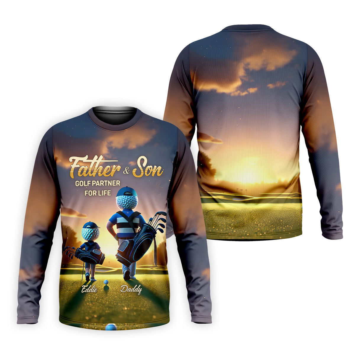 Father And Son Golf Partner For Life Custom Men's Golf Polo Shirt, Dad Golf Gift, Christmas Golf Gift