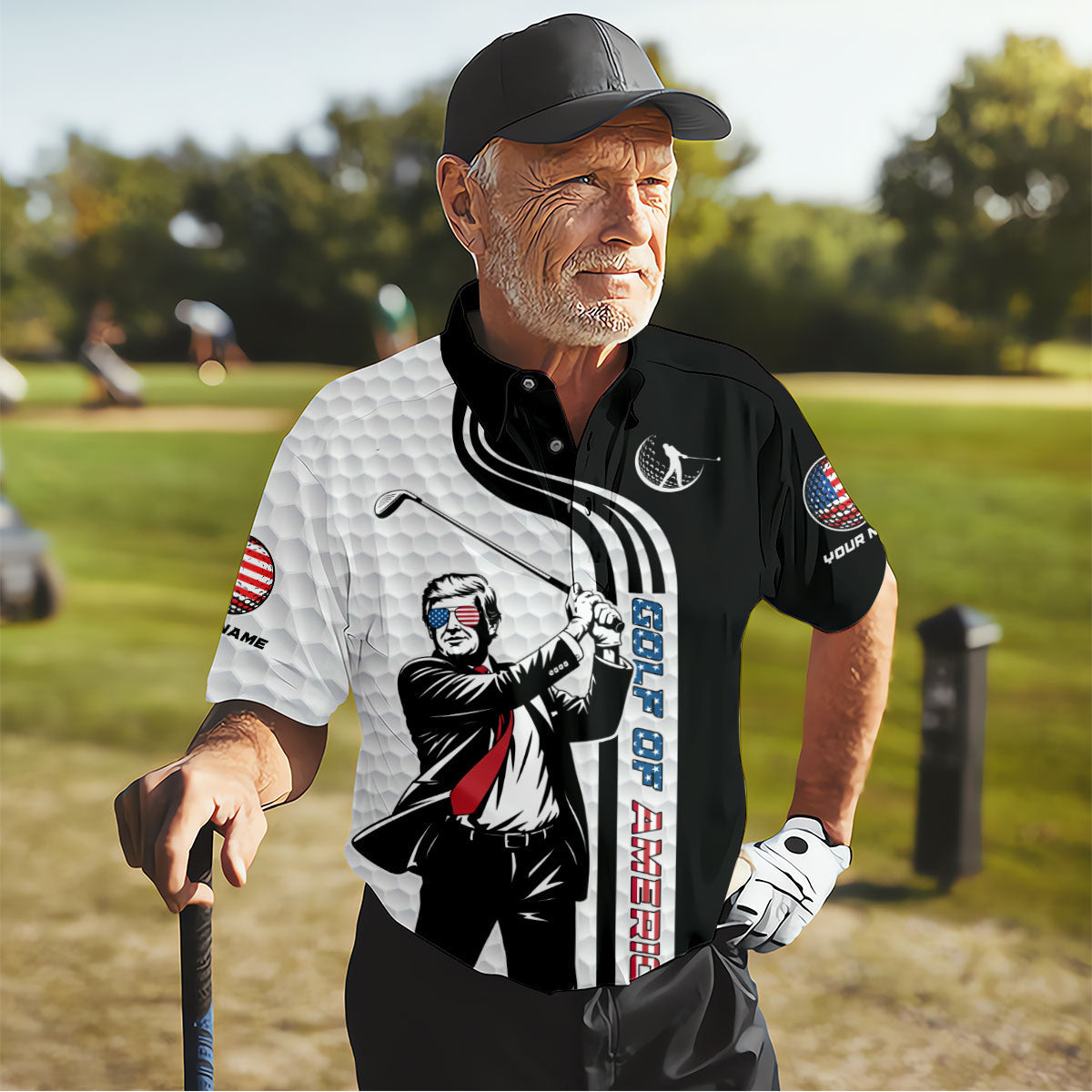 Golf Of America Mens Patriotic Golf Shirts, Mens Golf Gift, Mens Golf Polo Shirts, Golf Shirts For Men