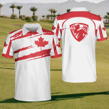 Canadian Flag Mens Golf Polo Shirt, Mens Golf Gift, Mens Golf Shirt