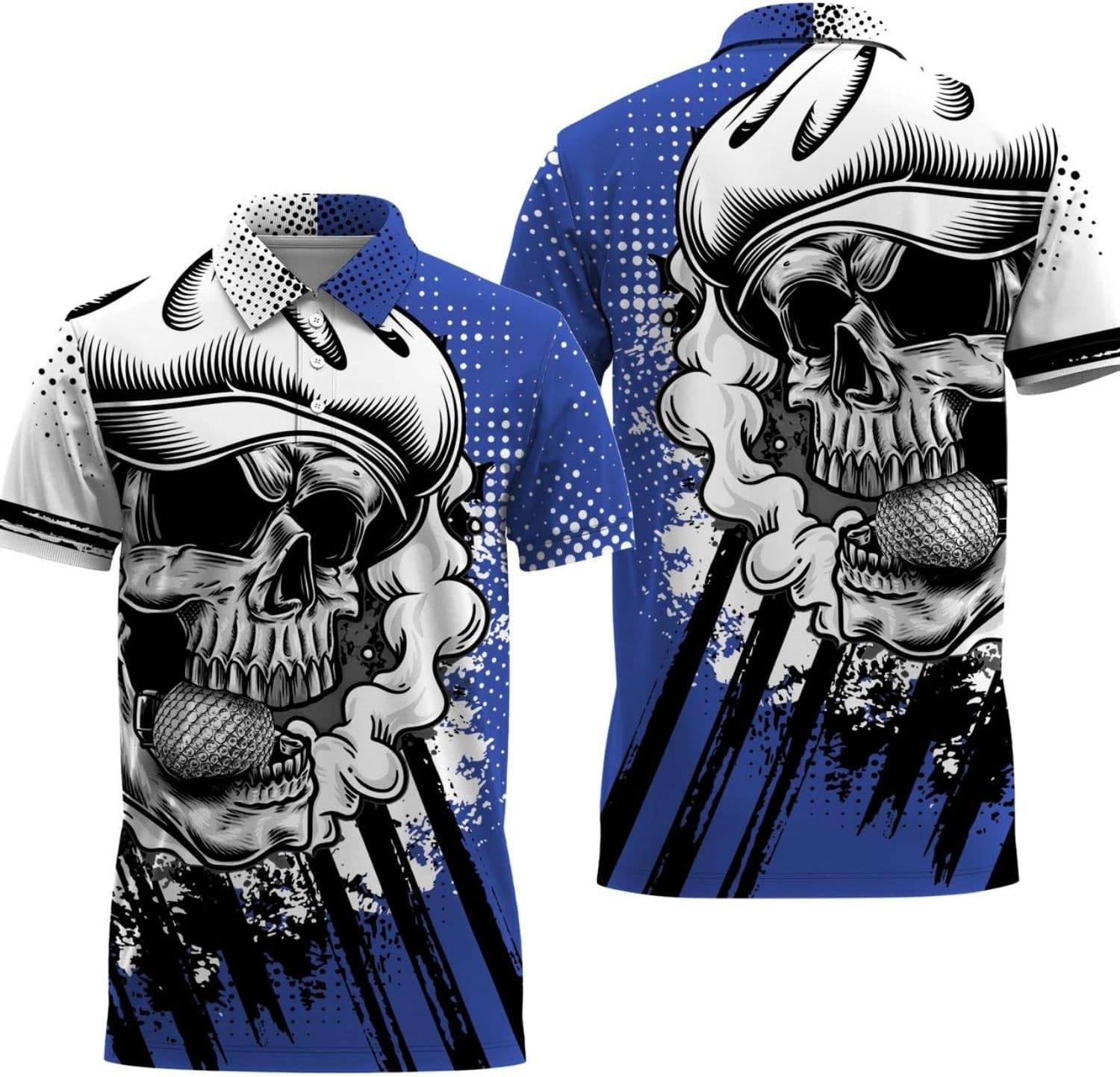 Funny Skull Men's Golf Polo Shirt, Skull Golf Shirt, Dad Golf Gift