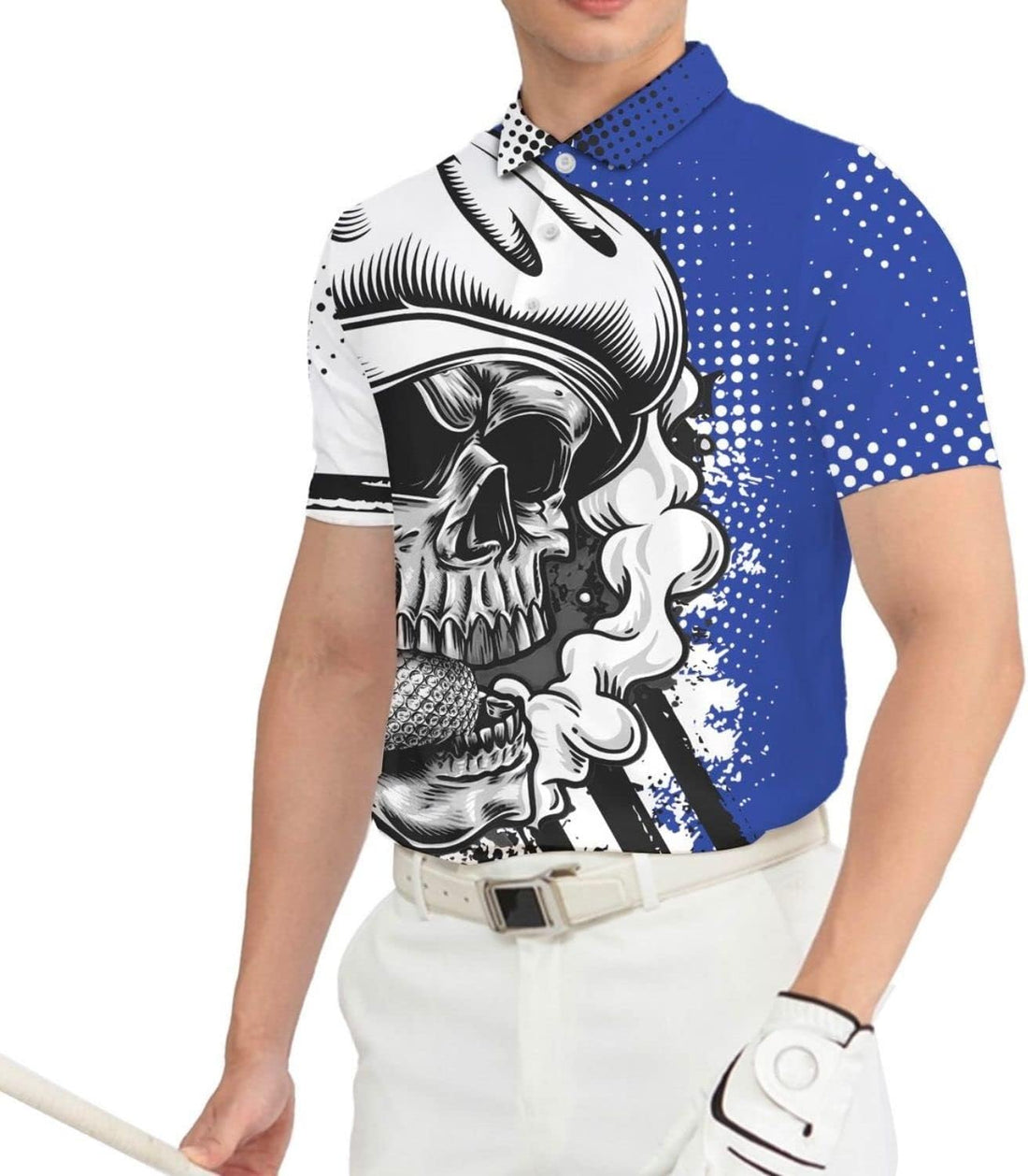 Funny Skull Men's Golf Polo Shirt, Skull Golf Shirt, Dad Golf Gift