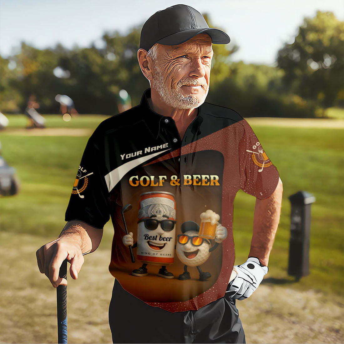 Golf And Beer Custom Men's Polo Shirts, Dad Golf Gift, Golfing Apparel, Gifts For Beer Lovers