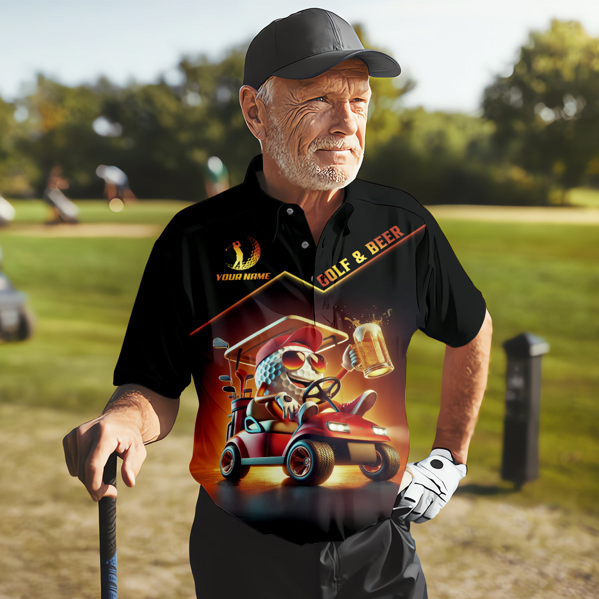 A Good Day Starts With Golf Carts And Beer Funny Golf Polo Shirt, Christmas Golf Gift