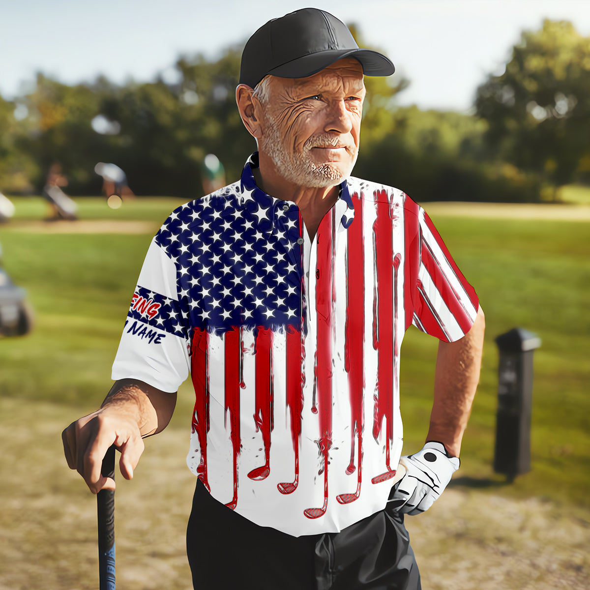 American Flag Custom Golf Polo Shirt, Funny Golf Shirt, Gift For Golfers