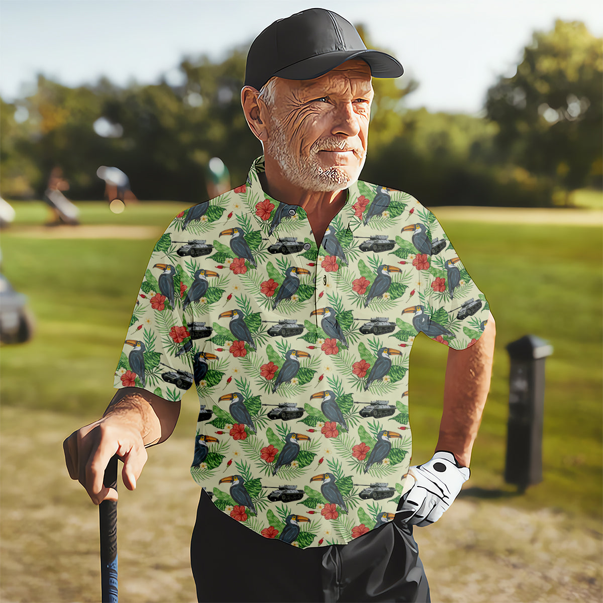 Tropical Toucan Golf Polo Shirts, Golfing Apparel, Men Golf Gift, Funny Golf Shirt, Tropical Shirt