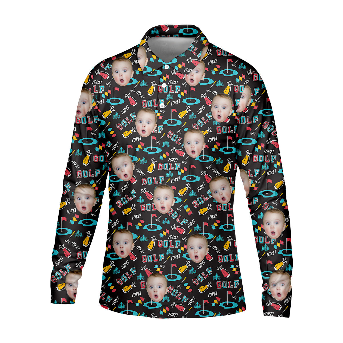 Custom Shirts With Faces, Funny Golf Polo Shirt, Gifts For The Golfing Dad, Golf Gift For Dad