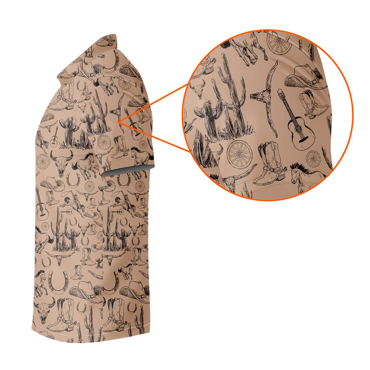 Brown Toile Western Golf Shirt, Mens Golf Polo Shirts, Golf Accessories For Men, Polo For Men