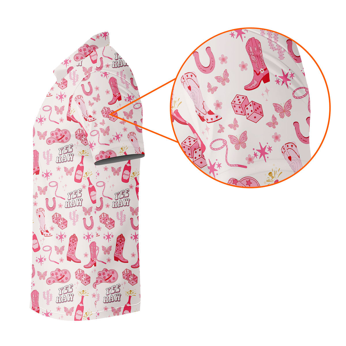 Yee Haw Cowgirl Pink Golf Polo, Western Golf Shirt, Fun Golf Shirts For Men, Golfing Apparel