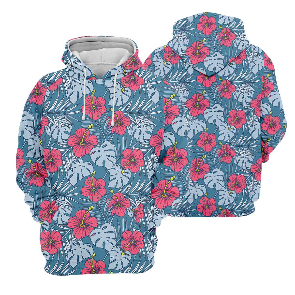 Hibiscus Flower And Leaf Patterned Golf Shirts, Womens Golf Polo Shirts, Tropical Golf Shirts