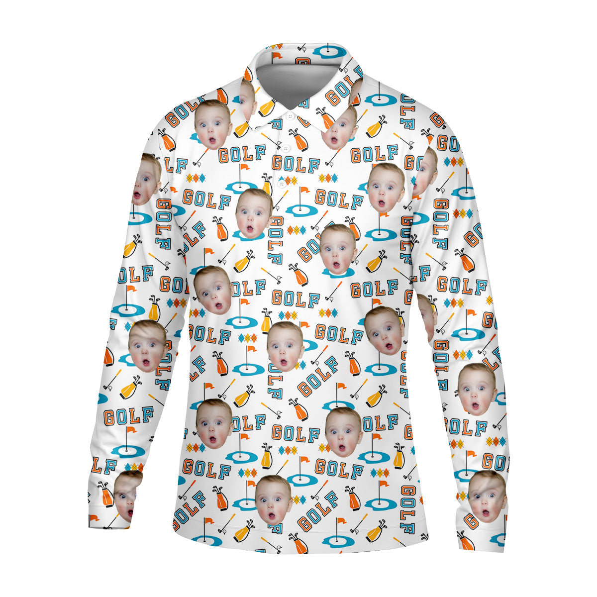 Custom Kids Photo Golf Shirt, Funny Golf Polo Shirt, Gifts For The Golfing Dad, Christmas Golf Gift