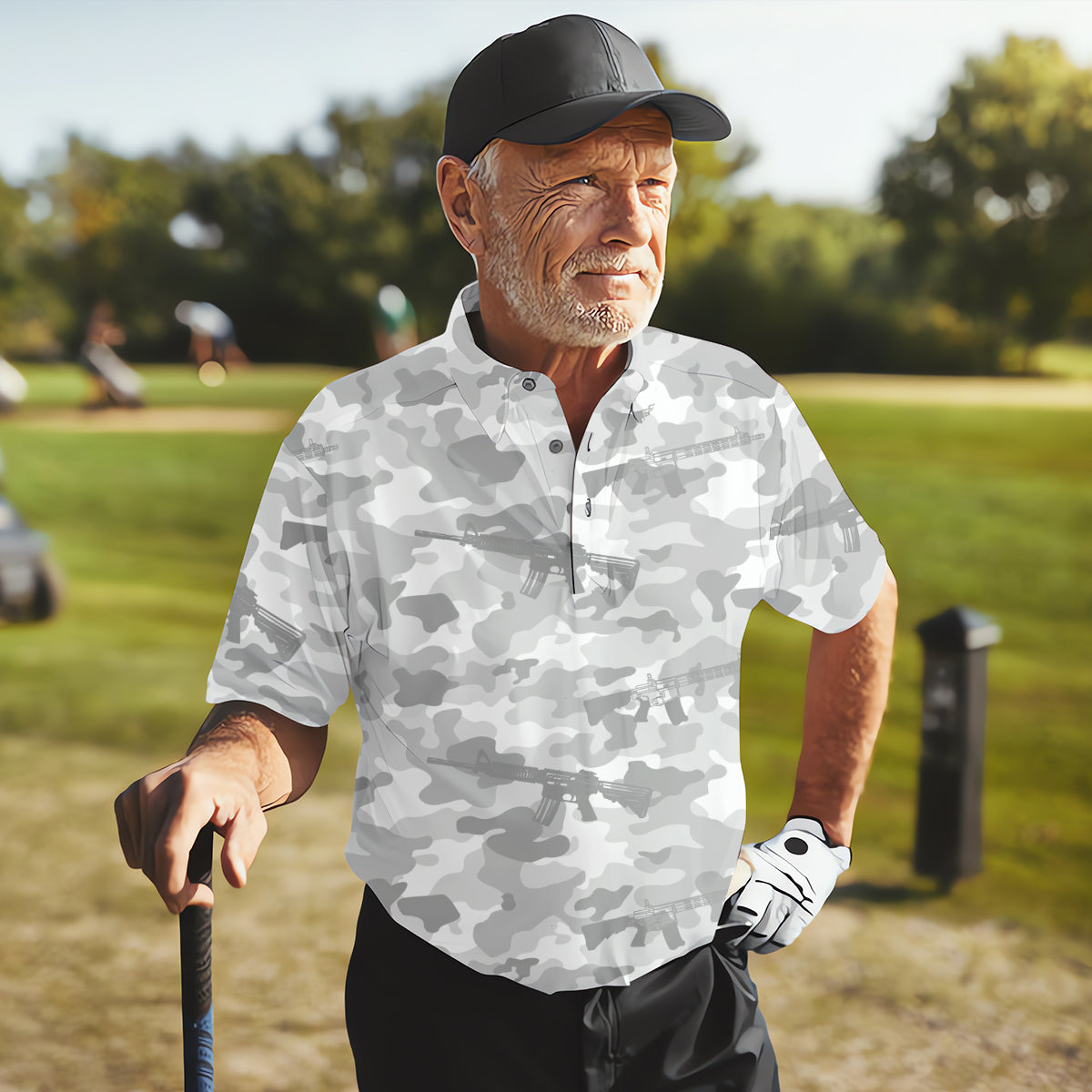 Camouflage Golf Polo, Golfing Apparel, Men Golf Gift, Camouflage Shirt