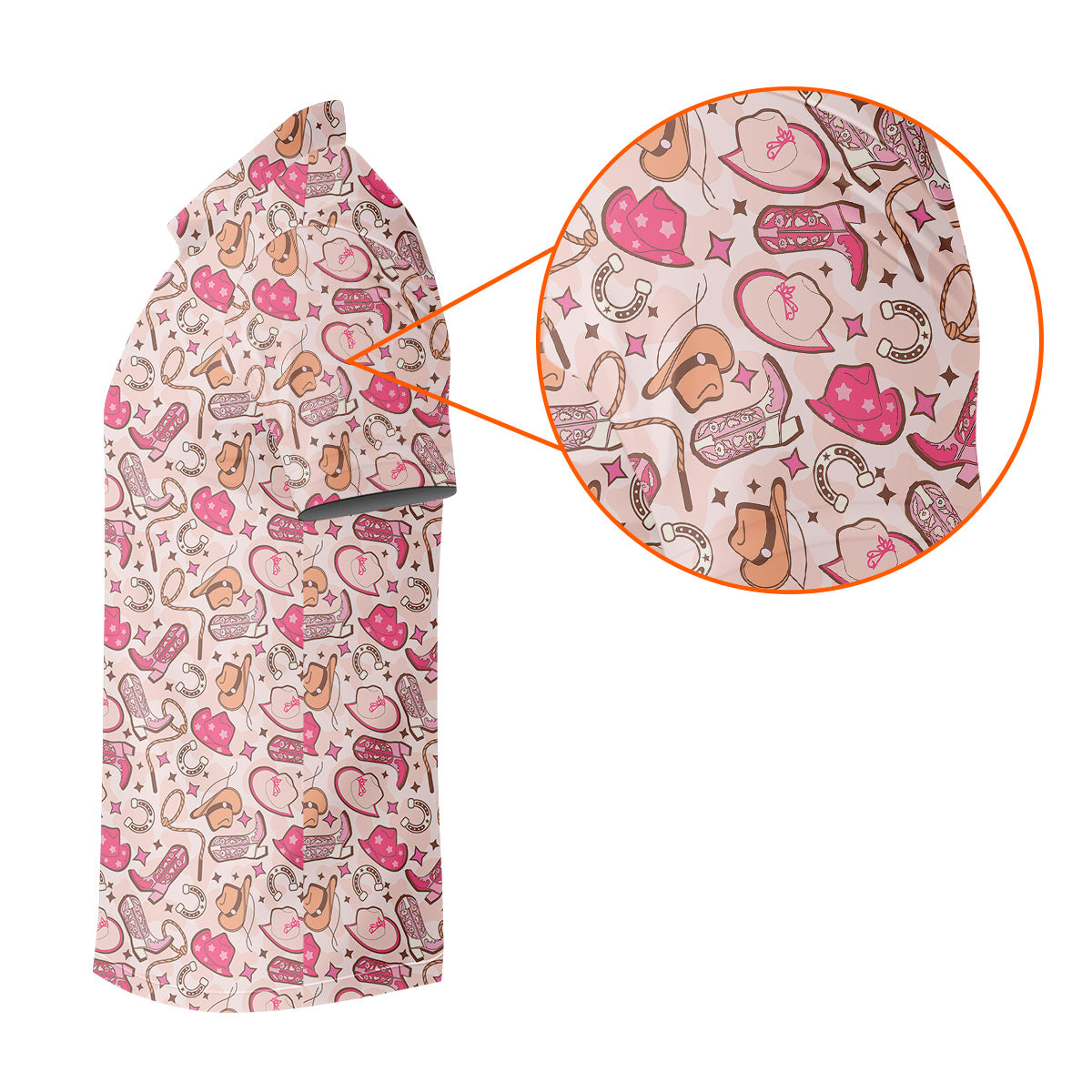 Pink Cowboy Western Golf Shirt, Fun Golf Shirts For Men, Men's Golf Polo, Golfing Apparel