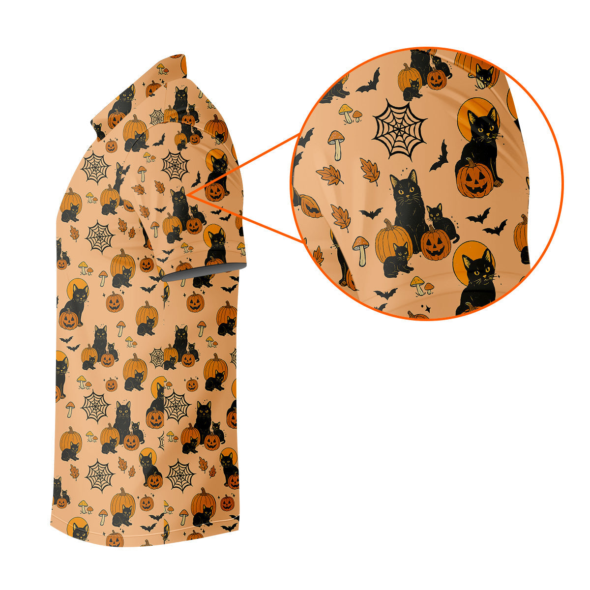 Black Cat Pumpkin Halloween Golf Shirt, Orange Golf Shirt, Mens Golf Polo Shirts, Golfing Apparel