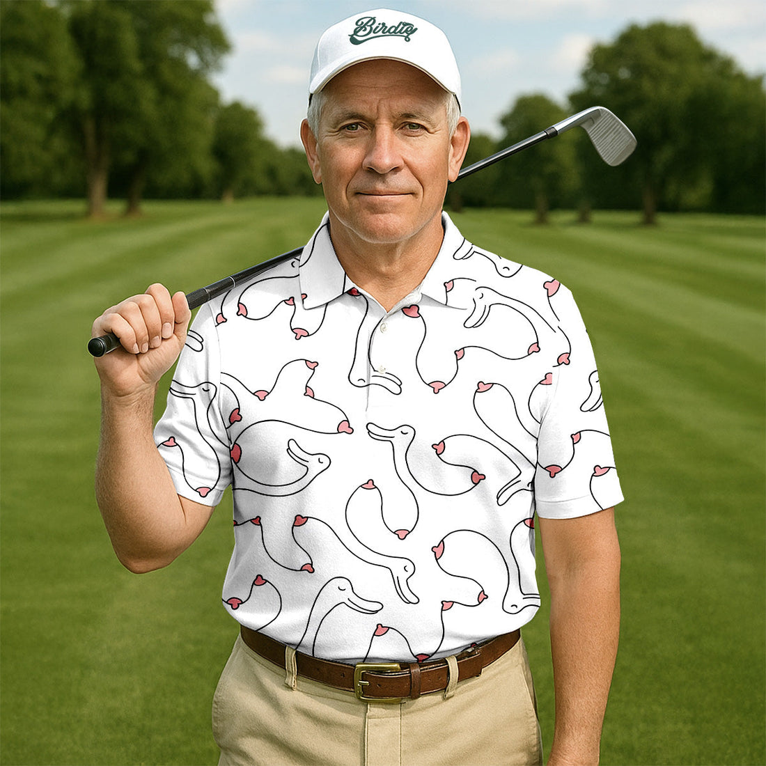 Funny Boob Goose Golf Polos For Men, Fun Golf Shirt, Best Golf Gift For Dad