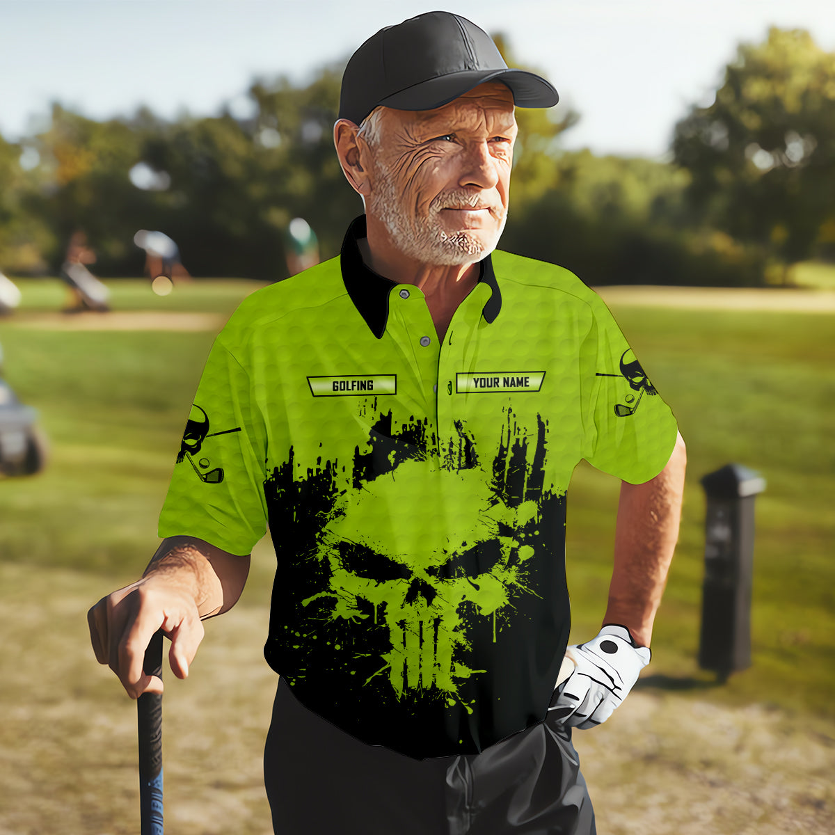 Golf Saved Me From Being A Porn Star Now I'm Just A Swinger Custom Green Skull Golf Polo Shirt, Dad Golf Gift