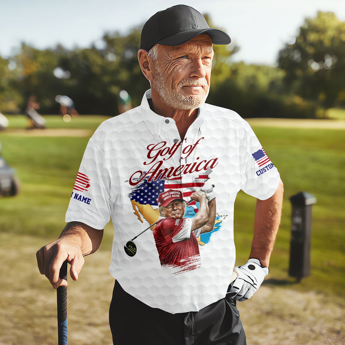 Golf Of America Custom Men's Golf Polo Shirt, Funny Golf Shirt, Christmas Golf Gift