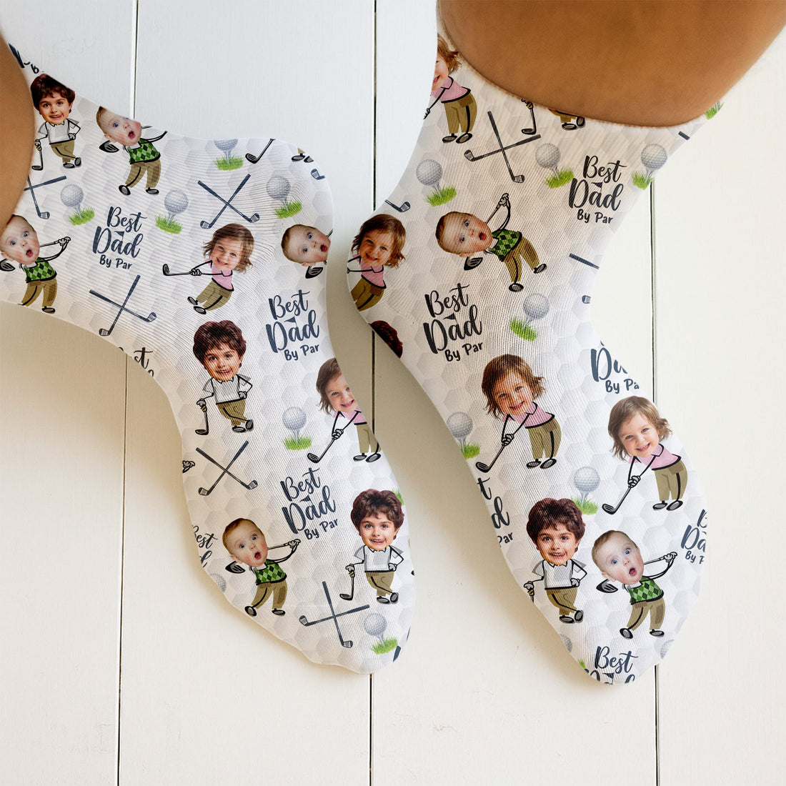 Best Dad By Par Custom Face Kids Photo, Golf Socks For Dad, Fun Socks For Men, Christmas Golf Gift
