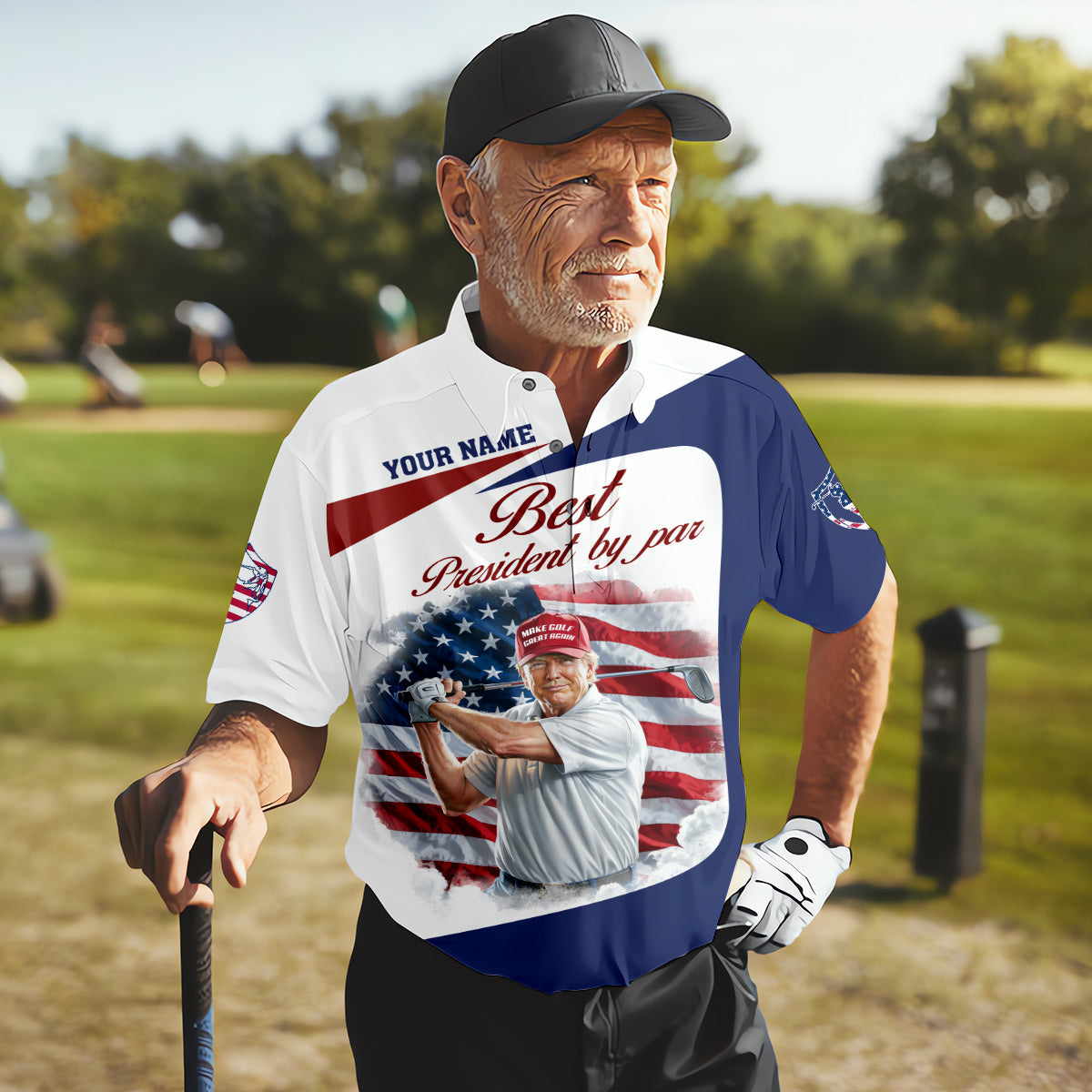 Best President By Par Custom Funny Golf Polo Shirt, Trump Shirt, Christmas Golf Gift