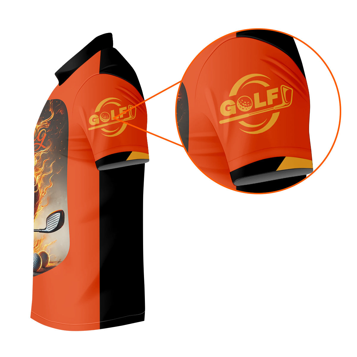 Custom Flame Skull Golf Polo Shirt, Golfing Apparel, Mens Golf Gift, Funny Golf Shirt