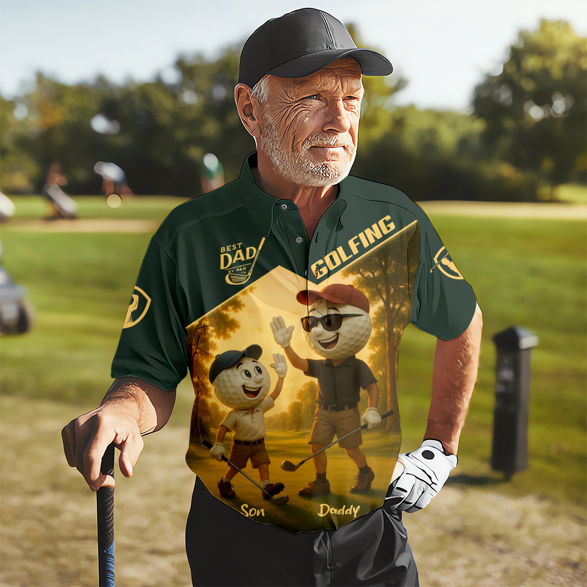 Best Dad By Par Personalized Men's Golf Polo Shirt, Dad Golf Gift, Christmas Golf Gift
