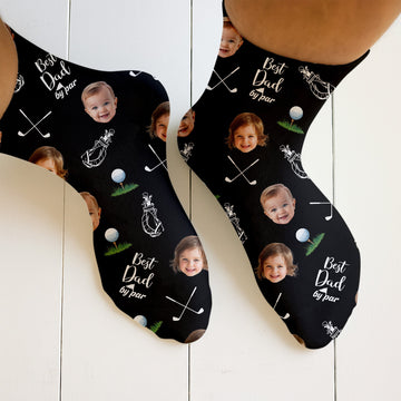 Custom Face Best Dad By Par Golf socks , Fun Socks For Men, Christmas Golf Gift