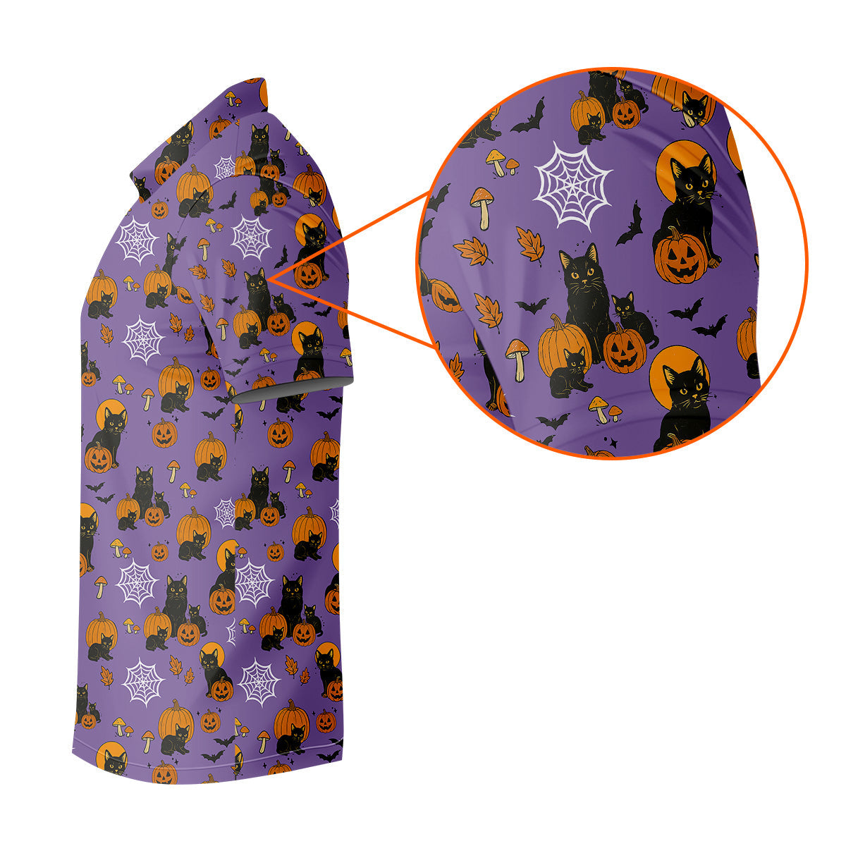 Halloween Cat Pumpkin Purple Golf Shirt, Golf Hoodie, Golf Gift For Men, Golfing Apparel