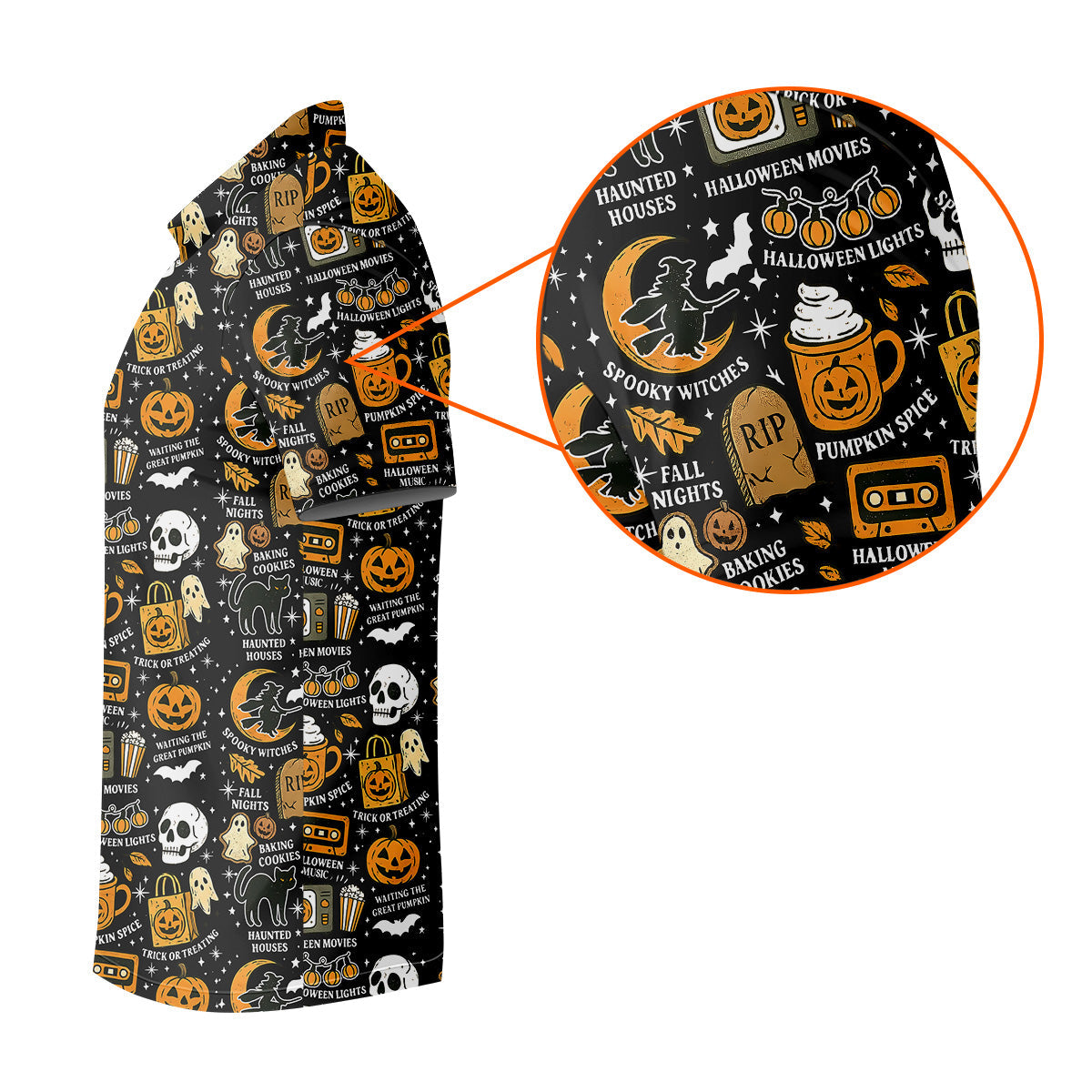 Vintage Halloween Spooky Witches Golf Polo Shirts, Halloween Theme Shirts, Ghost Pumpkin, Fun Golf Shirts For Mens