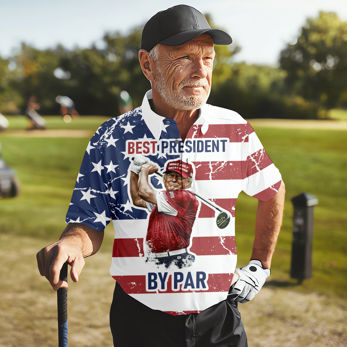 Best President By Par Men's Golf Polo Shirt, Funny Trump Shirt, Christmas Golf Gift