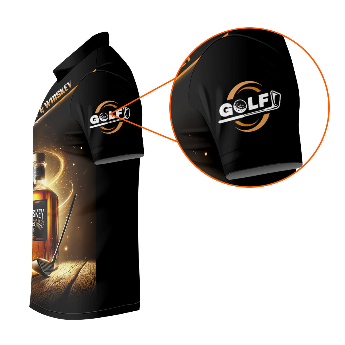 Golf And Whiskey Custom Men's Golf Polo Shirt, Whiskey Golf Shirt, Gift For Golfers