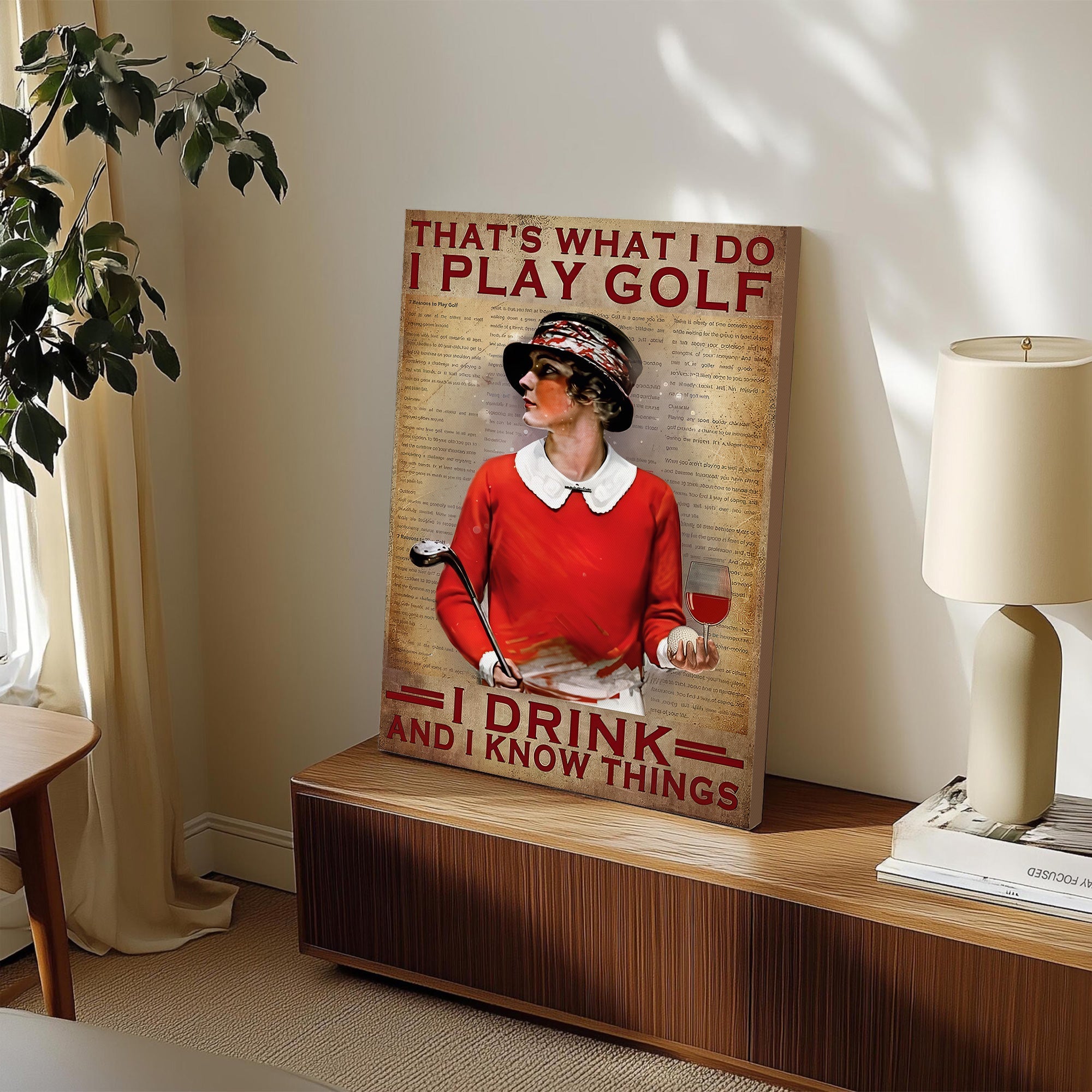 That's What I Do I Play Golf I Drink And I Know Things Canvas Wall Art, Golf Decor, Gift For Golf Lovers